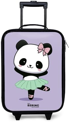 NoBoringSuitcases© Kinderkoffer Klein Rollkoffer Kleiner Kinder Koffer mit | 48x31x19 cm - LED Rollen Kindertrolley Reise Trolley für Kind Panda - Ballett - Lila