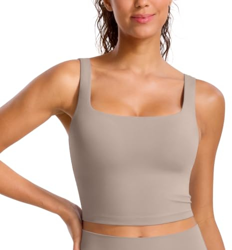 BAYDI Clouduxi Sport-BH Damen mit Quadrat-Ausschnitt | Gepolstert und bügellos, U-Rücken, kurzes Yoga-Tanktop, Fitness, Workout, Lounge und Alltag