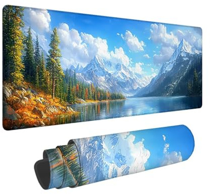 Tappetino per Mouse XXL 1200 x 500 x 3mm Tappetino Mouse Gaming Grande, Mousepad con Base in Gomma Antiscivolo, Tappeto per Tavolo da Gaming per Mouse e Tastiera, Accessori PC (Treno paesaggio) V-209
