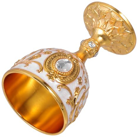 TOYANDONA Verre à Liqueur Vintage 30 Ml en Alliage de Zinc Doré Blanc Mini Coupe à Vin Rétro Multifonction pour Fêtes Bars et Repas à la Maison Décoration Européenne Élégante