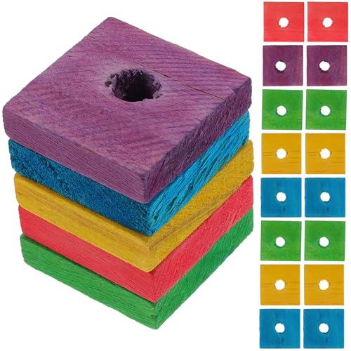 KESYOO Parrot Wood Chip 100Pcs Bright Colored Wooden Chewing for Small Birds Safe Pet Cage Accessory