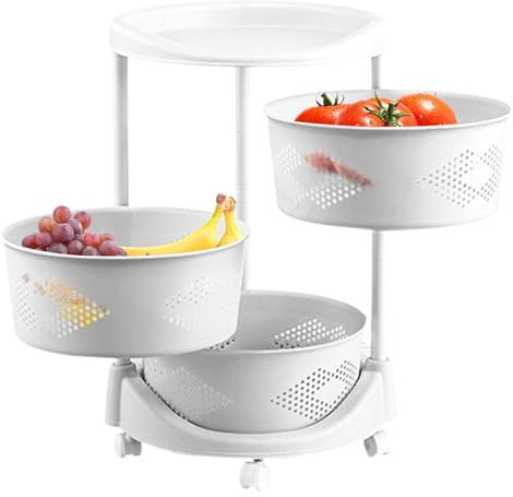 Carrello per la conservazione degli alimenti rotante - ripianoperla conservazione delle verdure su ruote, pratico ripianoperla cucina | ripianoperalimenti multistrato, ripianoda cucina girevole