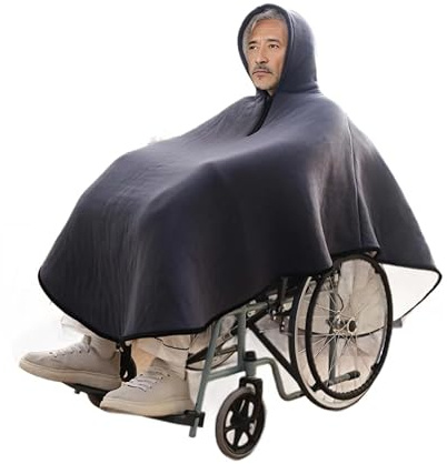 LSWKG wheelchair blanket with Hood，wheelchair poncho，wheelchair cosy，Wheelchair Full Body Warm Blanket，For Adults Wheelchair Users ，winter warm wheelchair windproof blanket Gray