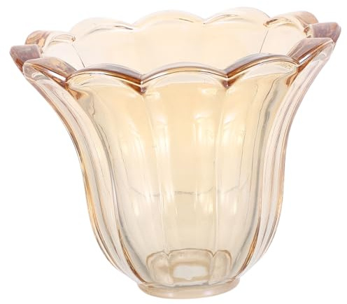 TOYANDONA E14 Amber Glass Lampshade 140x100mm Tulip Replacement for Pendant, Table Floor Lamps, Small Floral Light Fixture Shade for Bedroom and Living Room