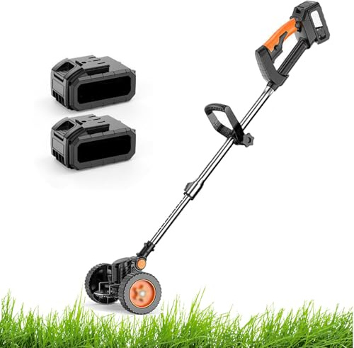 Cortabordes Inalámbrico, Cortacésped Eléctrico Ligero De 500 W con Longitud Telescópica De 98 A 133 cm, Doble Interruptor De Seguridad, Cortacésped para Jardines, Parques Y Césped with-Wheels