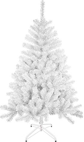 SOLAGUA NAVIDAD Künstlicher Weihnachtsbaum, Lametta-Blatt-Tanne 120–210cm Bäume mit Metallunterstützung (Glänzend Weiß, 210cm 668Tips)