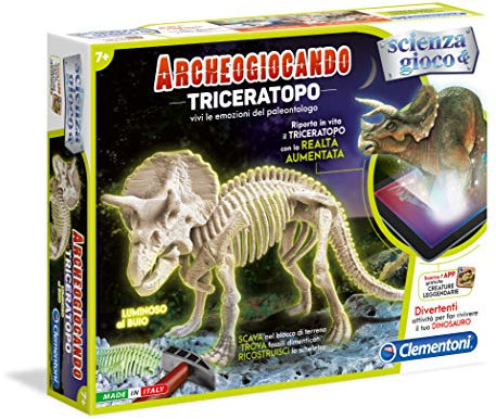 Clementoni- Triceratopo Archeogiocando Luminoso al Buio, Multicolore, 13979