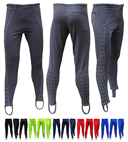 Acclaim Athens Mens Hiking Reflective Print Keep Fit Stirrup Tight Fitness Training Legging (Charcoal Grey, Medium)