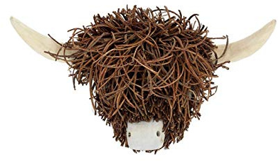 Voyage Maison Highland Cow Wooden Wall Sculpture | Voyage Decoration Willow Wood & Rattan Sculptures