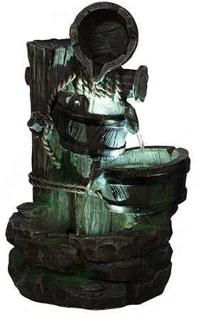 XL Brunnen Steine,Krüge, mit 3 LED Leuchten, (Brunnen4), LED Lampen Dekobrunnen Springbrunne MIT elektrischer Pumpe 49cm hoch