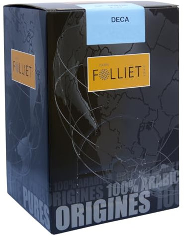 CAFÉS FOLLIET - Café En Dosette ESE - Décaféiné - Torréfaction traditionnelle - Intensité 7/10-100% Arabica - Café vert - 50 Dosettes