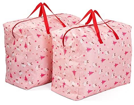 Pack of 2 Xmas Themed Storage Bags - Perfect for Carrying Christmas Gifts, Decorations, Storage & Toys
