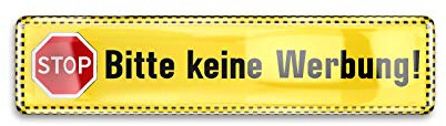 Metzler® Aufkleber Keine Werbung mit UV- und Wetterbeständigkeit in Gelb 63 x 15 mm kratz- und wasserfest ideal für Briefkasten selbstklebend wetterfest außenbereich geeignet langlebig