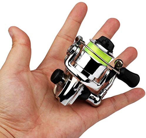 Urisgo Mini Spinnrolle Taschen-Aluminiumlegierungs-Angelgerät-kleine Spinnrolle für Karpfen Bass Forelle Süßwasser Salzwasser Angeln