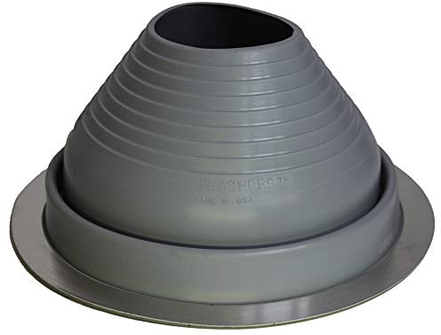 Flashers #6 Grey EPDM Round Flexible Roof Jack Pipe Boot Metal Roofing Pipe Flashing (Pipe OD 5 to 9) - 100% Made in The USA