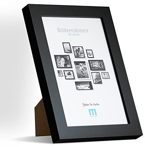 10x15cm (1Stk) in Schwarz, minimalistischer & moderner Bilderrahmen für Fotos & Bilder. Inkl. Acrylglasschutz. Eignet sich als Tisch-Aufsteller und für die Wand, Hochformat oder Querformat