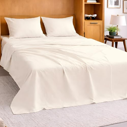 Cottington Lane Ivory Sheets for Murphy Bed Mattress, 4 Piece Premium 1800 Ultra Soft Brushed Microfiber Twin Size Wall Bed Sheet Set, 6-10 Inch Deep Pocket with All-Around Elastic