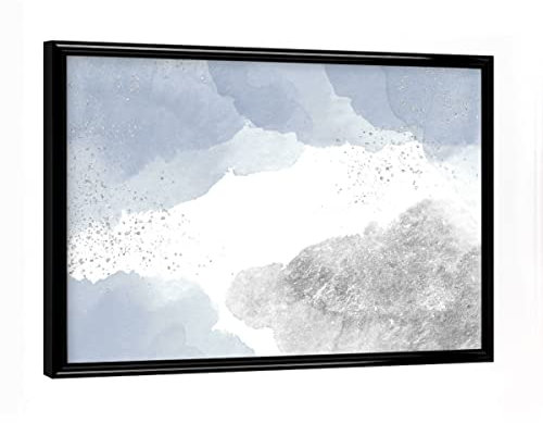 artboxONE Poster mit schwarzem Rahmen 18x13 cm Abstrakt Sparkling Watercolour Clouds - Blue Silver - Bild Silber