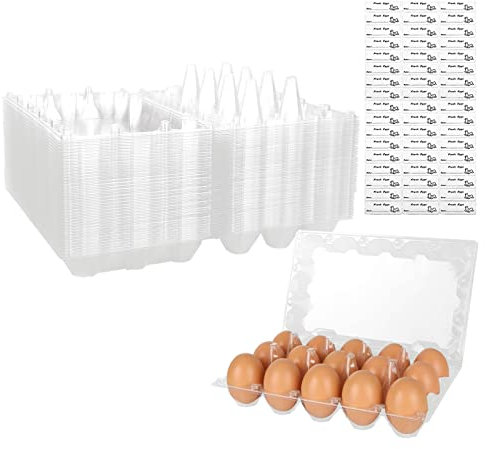 FVIEXE 41PCS Cartoni per uova economici sfuso, cartone trasparente per uova per 15 uova di gallina, in plastica per uova sfuse, contenitori per uova per il mercato agricolo pascolo familiare, grandi