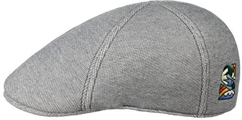 Stetson Texas x The Feebles Flatcap Schiebermütze Unifarben Baumwollmix Herren Herbst Winter grau M (56-57 cm)