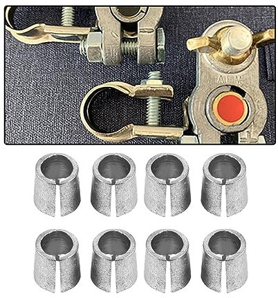 JNNJ 8 Stück Autobatterie-Adapterhülsen, Autobatterie-Anschlusskonverter-Pfostenadapter Anodenkathodenhülsen, Batterieanschlusshülsen Für Positive Oder Negative Pole Silber