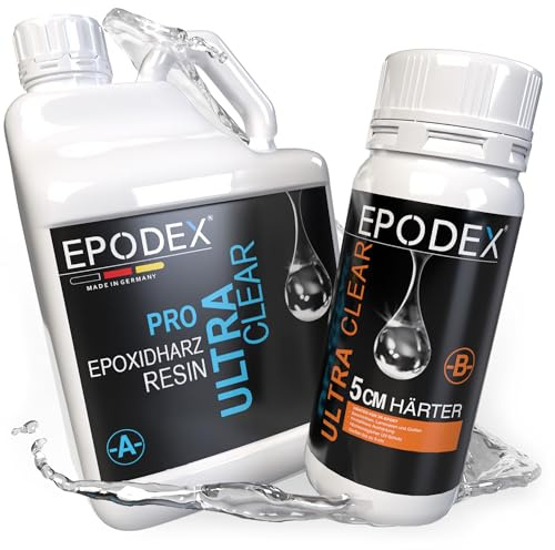 EPODEX® 2K epoxiharts | epoxi i gjuthöjd 0–5 cm | Riverbord, lampor och epoxiharts tillbehör | gjutharts | harts | harts | glasklar eller färg i 40 epoxiharts | Kvantitetsrabatt