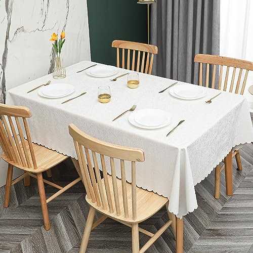 XQSSB Tischdecke Jacquard Tischwäsche Anti heiß Lotuseffekt Tischtücher mit zarten Pastelltönen Weiß B 90 × 90 cm