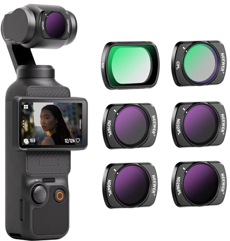 NEEWER Magnetisches ND/CPL Filterset, kompatibel mit DJI Osmo Pocket 3 / Pocket 4 / Xtra Muse, 6er Pack Action Kamera Zubehör: UV, CPL, Neutraldichte Filter (ND16/PL, ND32/PL, ND64/PL, ND256/PL)