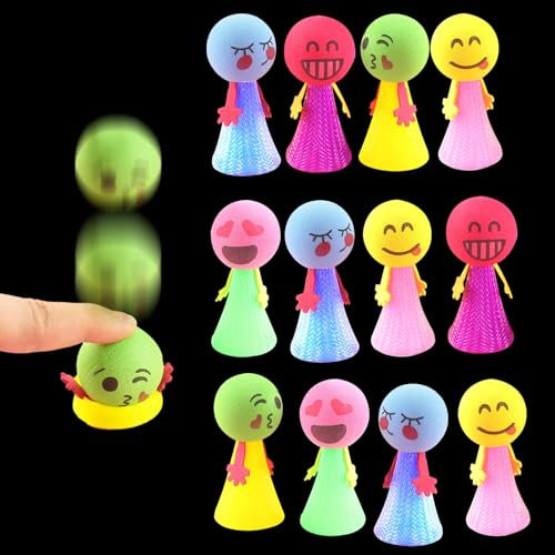 Mein HERZ 12 Pcs Juguetes Que Rebotan,Juguetes Luminosos Launchers Toys Favores de Fiesta para Niños Emoji Muñecas Que Rebotan Cumpleaños Fiesta Relleno para Bolsas de Regalos