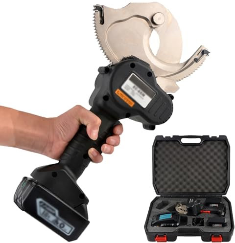 ZWJABYY Akku Kabelschneider,Hydraulische Kabelschere Elektrischer Drahtschneider Batteriebetriebener Drahtschneidewerkzeug für 50mm/65mm/75mm Kupfer Al Kabel,4.0Ah Batterie,EC-50