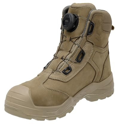 DEWALT Richardson Men's Nubuck Leather, Wide Fitting, BOA Fastener, Steel Toe Safety Work Boot, Stone, UK8