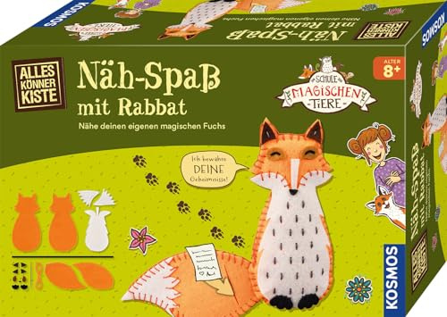 Kosmos Die Schule der magischen Tiere Nähspaß mit Rabbat AllesKönnerKiste | Nährset für Kinder, Bastelset ab 8 Jahren Nähen für Kinder mit Fuchs Rabatt aus den Schule der magischen Tiere Büchern