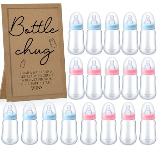 Roowest Bottle Chug Baby Shower Games Favors, Pink, Blue, Kraft