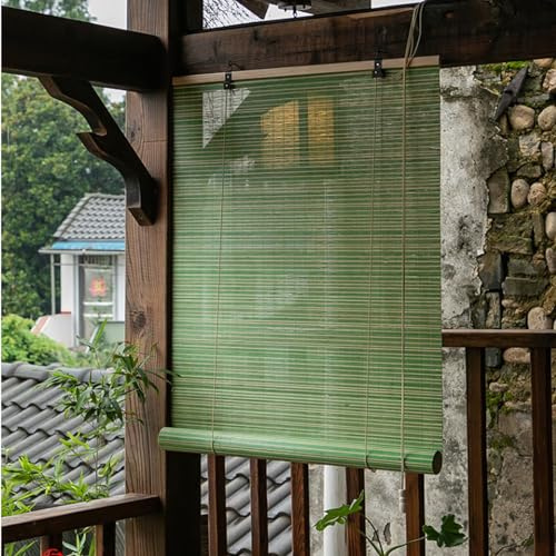 Natural Green Bamboo Roller Blinds,Bamboo Roll Up Window Blind,Window Shades Blinds,Light Filtering Bamboo Roman Shades,Anti-UV Dustproof,Customizable,width X Height (80cm x 120cm(32in x 47.2in))