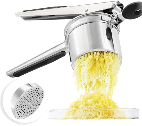 LunaCozy Prensador de patatas grande, de acero inoxidable resistente, prensador y triturador de patatas para patatas y verduras