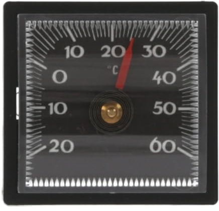 Lantelme Autothermometer selbstklebend und kabellos -20°C 60°C | Innenraum Temperaturmesser Analog Bimetall | Geeignet für Auto LKW Wohnwagen KFZ | Eckiges Thermometer in Schwarz