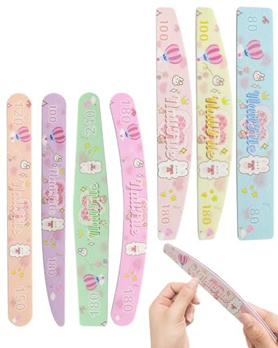 Zeayebsr 7 Pcs Lime à Ongles Professionnelle Double Face pour Ongles en Gel,Joli motif de lapin， Ongles Acrylique et Ongles Naturels, Limes Polissoirs à Ongles pour,Lisser et Faire Briller Les Ongles