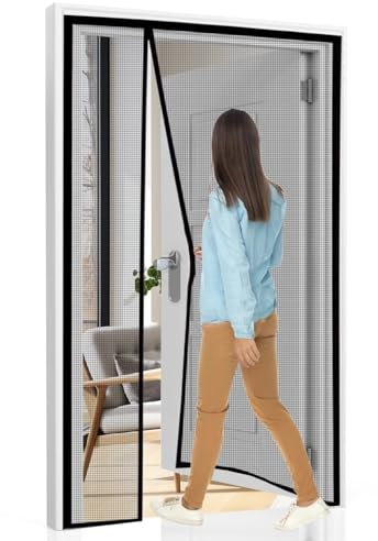 Teleskop Türvorhang, 105×235cm Schwarz Insektenschutz, Fliegengitter, Lamellenvorhang, Türvorhang mit Teleskop Lamellen, Insektenschutz Lamellenvorhang