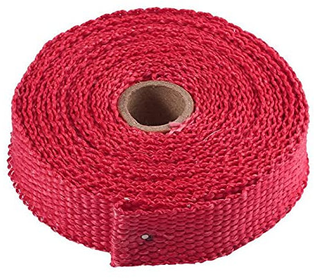 HESHUWEN Hitzeschutzband 5m Auto Motorrad Hitzeschild Wrap Turbo Auspuff Wärmeband Wrap Rohr Wrap Shields Krümmer Header Isolierung Tuch Rolle Auspuff Hitzeschutzband(Red)