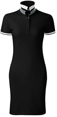 DELUNO Poloshirt Damen Kurzarm Kleid - Arbeits - Business - Geschenkidee - Polokleid für Damen Sport - Schwarz Pique - Schwarzes Poloshirt Damen Baumwolle XL (271-XL-Schwarz)
