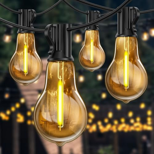Bestendony Festoon Lights Outdoor Waterproof Plug in Garden Bulb Light Mains Powered 50FT/15M Outside String Lights with 25+1 Shatterproof Bulbs Outdoor Hanging Light for Garden, Gazebo, Party, Patio