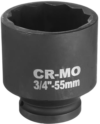 sourcing map 3/4-Inch Drive 12 Point Impact Socket 55mm Metric Spindle Axle Nut Socket Driver Wrench for Auto Repair Easy Removal