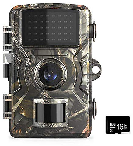 Ruiseawing Caméra de chasse et de jeu 12 MP 1080p avec carte TF 16 Go/32 Go Caméra de sécurité activée par le mouvement IP66 Étanche Vision nocturne infrarouge pour la chasse et le scoutisme
