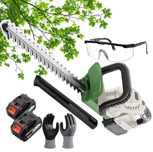 Tijeras De Césped Y Cortasetos Inalámbricas,Podadora De Arbustos De 200 W,Con Un Par De Guantes Y Gafas,Cortacésped,Cortasetos Inalámbrico,Cortasetos A Batería Para Podar Césped,2batteries