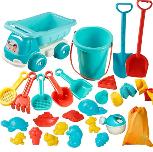 Strandleksaksset för barn - sandlådeleksaker | Hopfällbar sandhink med sandform, nätväska, spadeset, bärbara hängande hopfällbara våningssängformar, Ras-kit