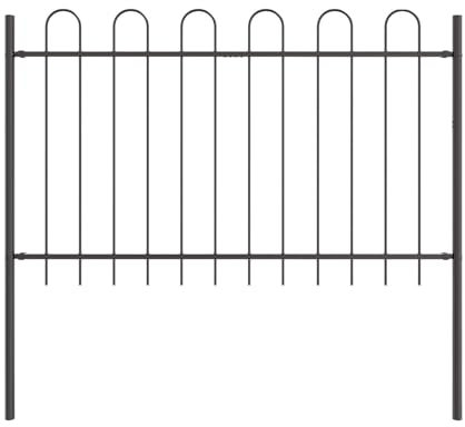 vidaXL Gartenzaun mit Bogenoberteil Grau 5,1x0,8 m Stahl