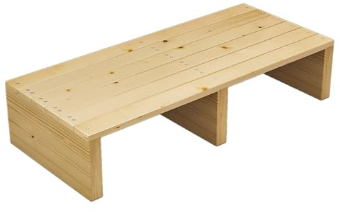TRAGLO Sgabello in Legno con Un Gradino per Anziani, Piattaforma da Esterno con Cuscinetti Antiscivolo, Altezza 12 cm, Rialzo Portatile per Letto Alto, Bagno, Cucina(Wood Color,50x30x12cm)