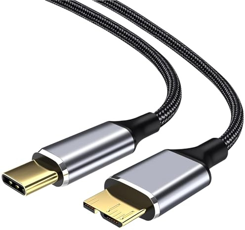 MSMXCS USB C to Micro B Cable,0.5m Hard Drive Cable 3.0 5gbps High-Speed Type C to External Hard Drives Nylon Braided Compatible with Toshiba Canvio Seagate WD Element SSD HDD Galaxy S5 Camera etc