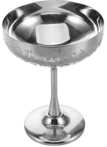UKCOCO Coppa Per Dessert Acciaio Inossidabile Con Base Elegante Bicchiere Decorativo Per e Vino Design Motivo Floreale Per Casa e Bar