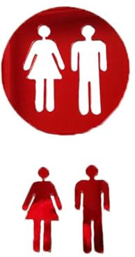 Segnali Per Toilette 2 pezzi/set 3D WC uomo donna decorazione adesivo da parete rimovibile poster bagno specchio superficie decalcomania fai da te porta del bagno cartello d'ingresso(Type A red)